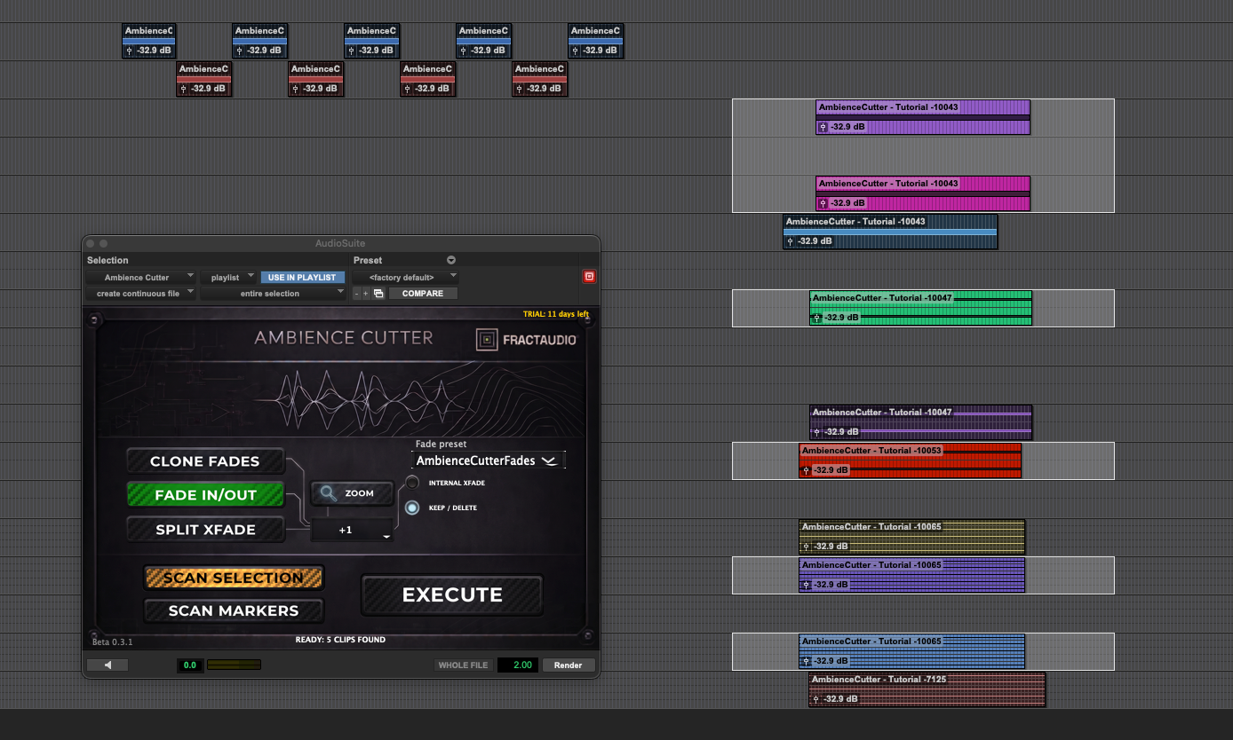 Selection clips to edit